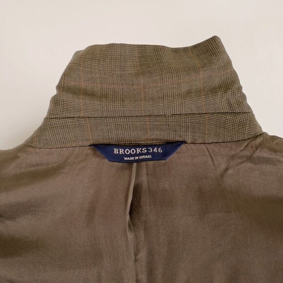 Brooks Brothers 346 Wool Green Glen Plaid W/ Brown Windowpane Blazer 40R 2 Butto - Picture 11 of 12